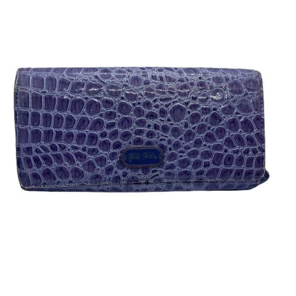 Authentic Pre-owned Folli Follie Purple Patent Leather Long Designer Wallet - Picture 1 of 10